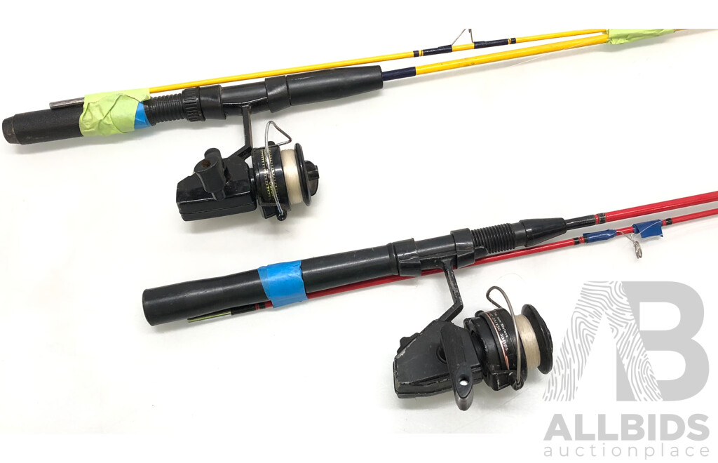 Two Junior 5 Foot Fishing Rods with Spin Reels