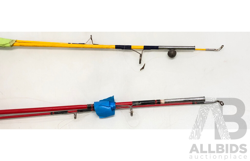 Two Junior 5 Foot Fishing Rods with Spin Reels