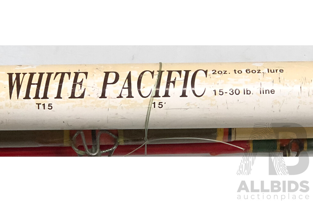 White Pacific and Shakespeare Fibreglass Beach Fishing Rods - Lot of Two