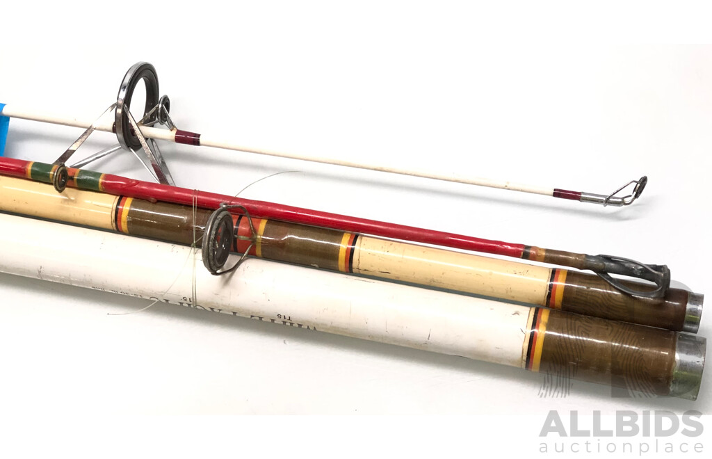 White Pacific and Shakespeare Fibreglass Beach Fishing Rods - Lot of Two