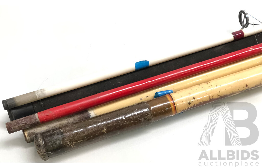 White Pacific and Shakespeare Fibreglass Beach Fishing Rods - Lot of Two