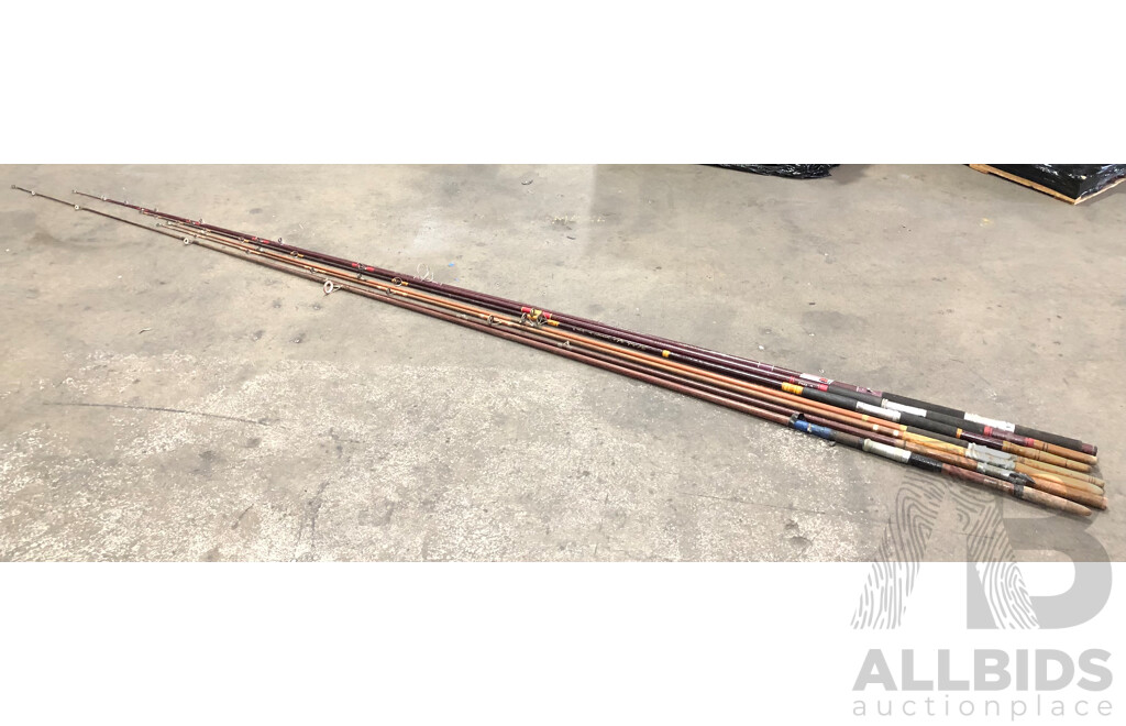 Fibreglass Beach Fishing Rods - Lot of Seven