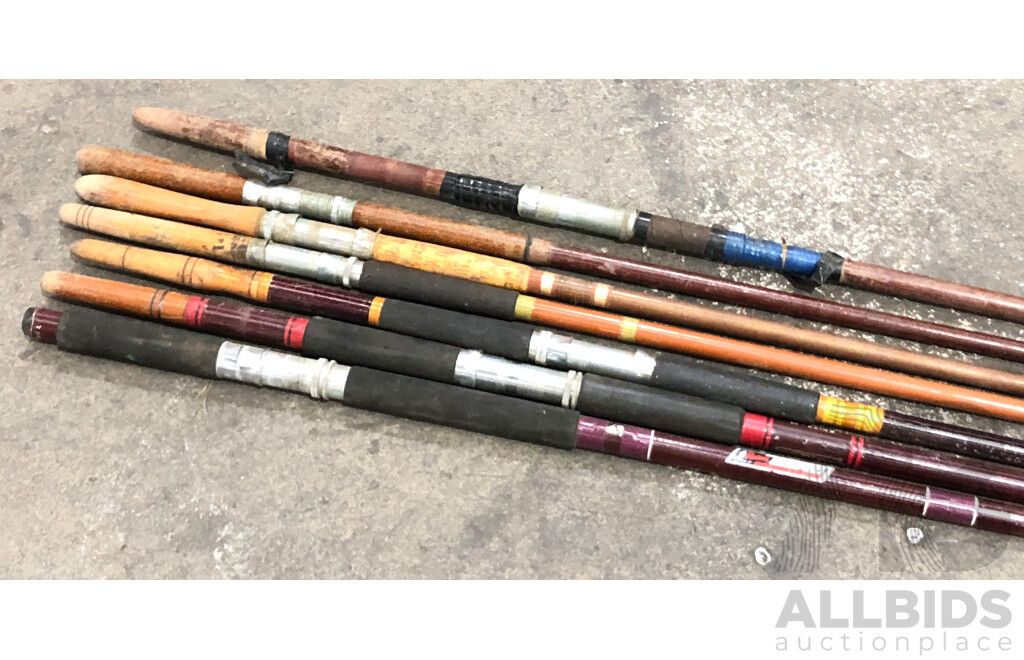 Fibreglass Beach Fishing Rods - Lot of Seven