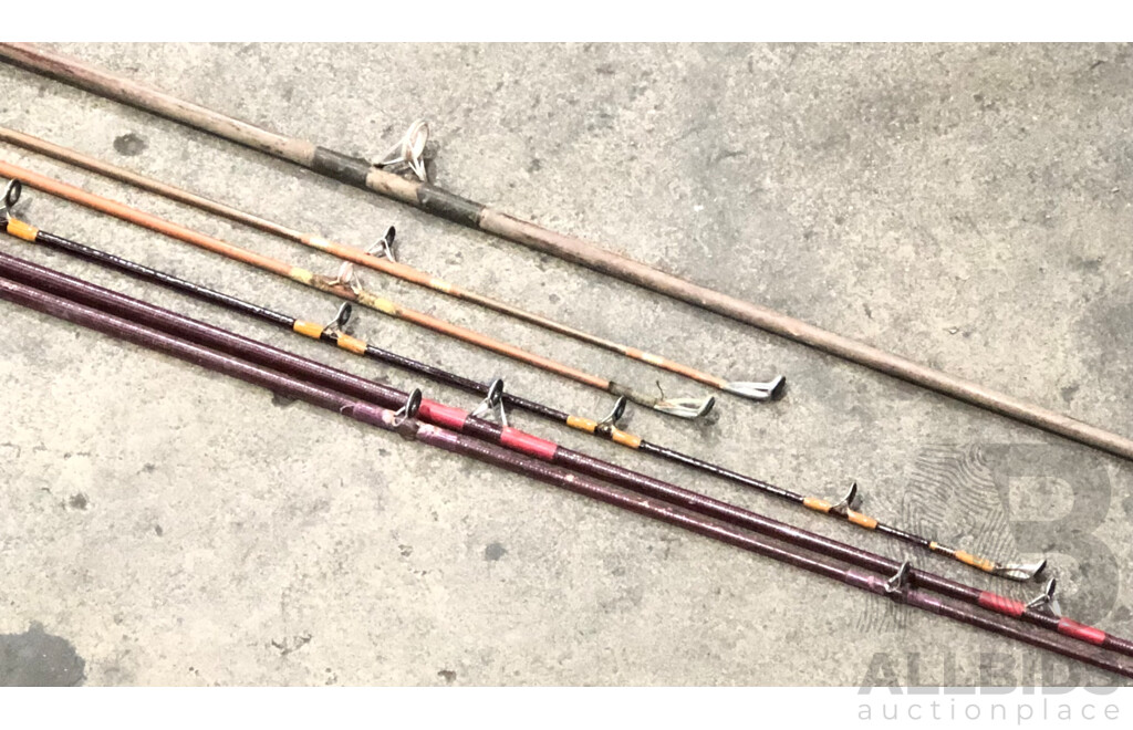 Fibreglass Beach Fishing Rods - Lot of Seven