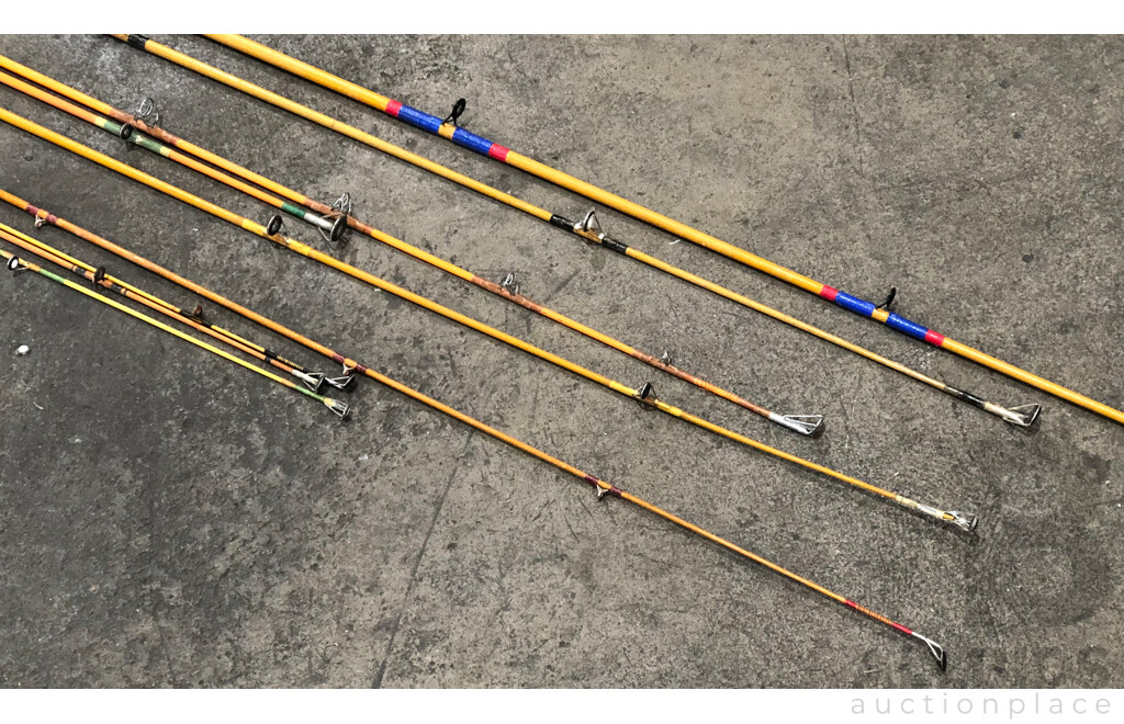 Fibreglass Beach Fishing Rods - Lot of Nine