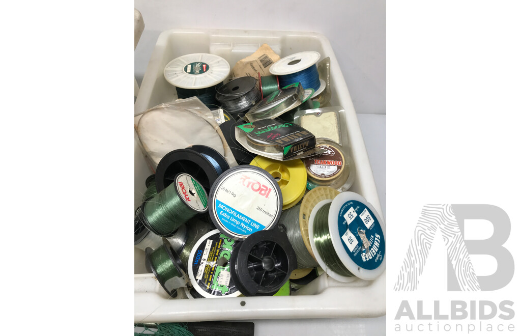 Bulk Lot of Fishing Lines and Other Fishing Equipment
