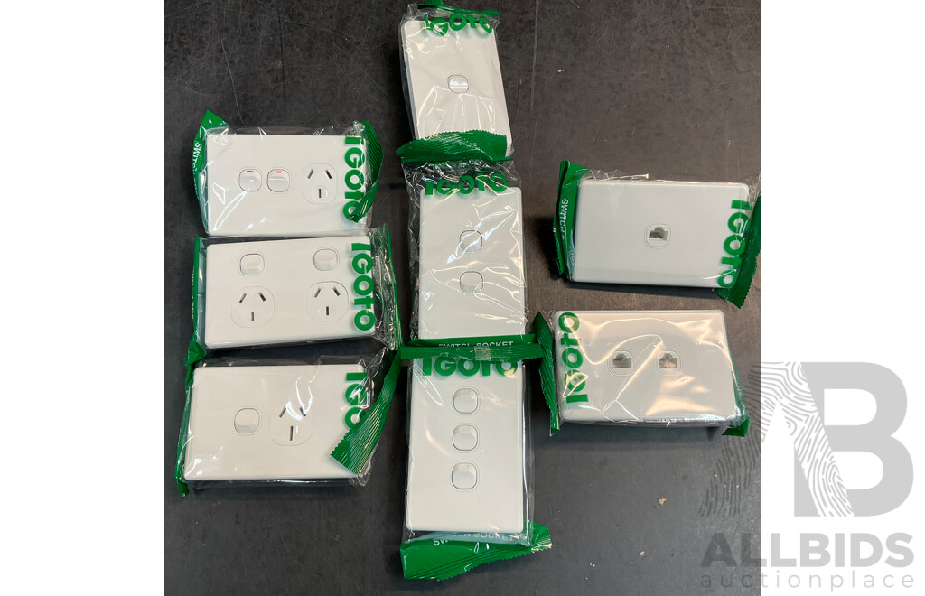 IGOTO Assorted Switches/Power Socket/ PAL Wall Plates & Data/Tv Outlet Cover - Total 120Pack