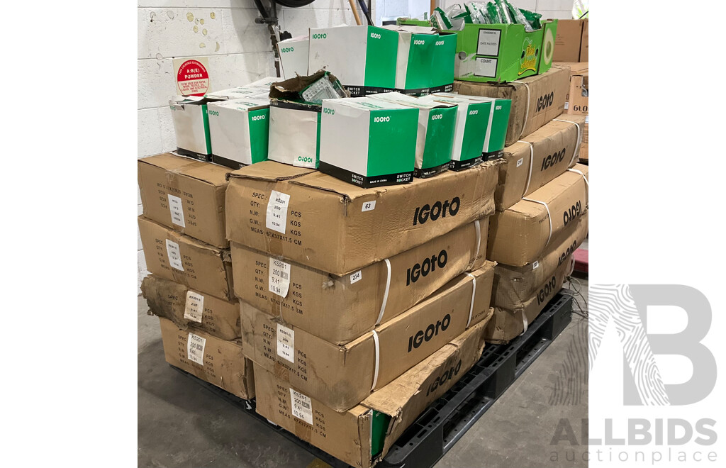 Pallet of IGOTO Assorted Switches Cover - Estimated Total ORP $ 5,000