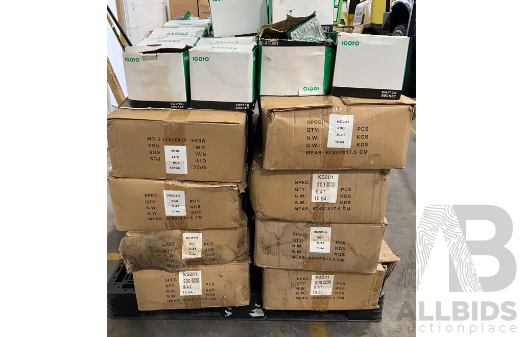 Pallet of IGOTO Assorted Switches Cover - Estimated Total ORP $ 5,000