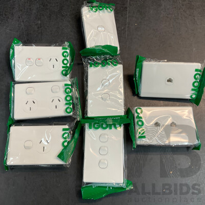 IGOTO Assorted Switches/Power Socket/ PAL Wall Plates & Data/Tv Outlet Cover - Total 120Pack