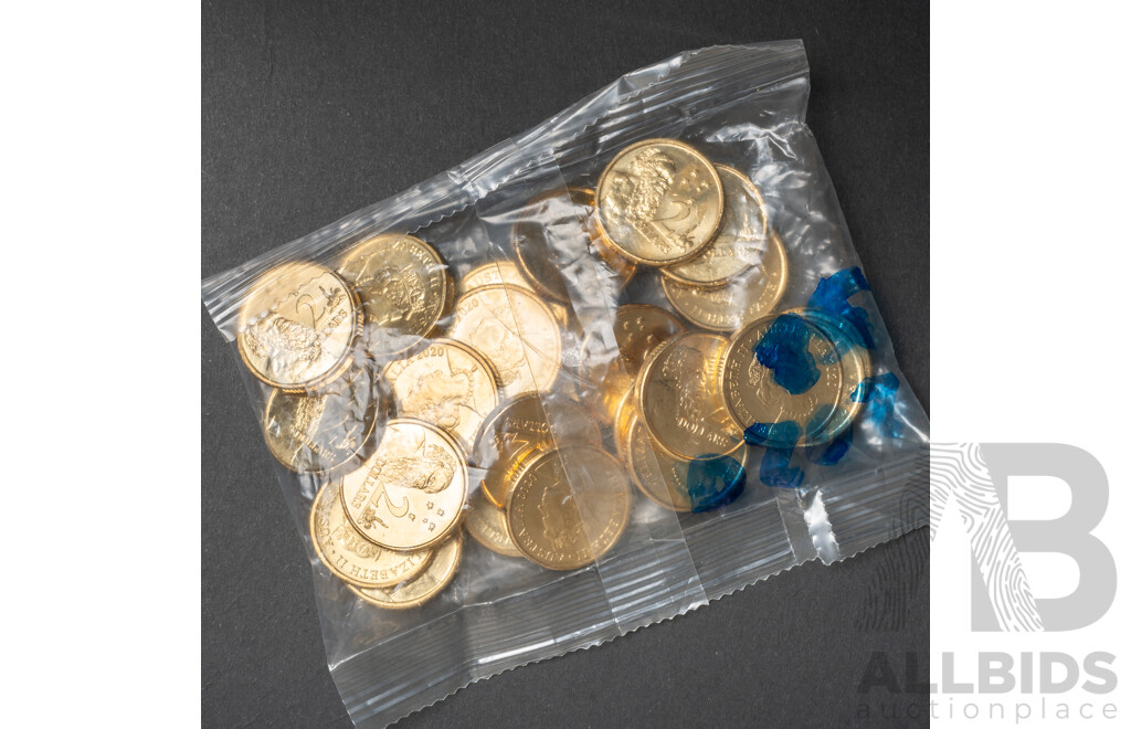 Twenty Australian 2020 UNC Two Dollar Coins
