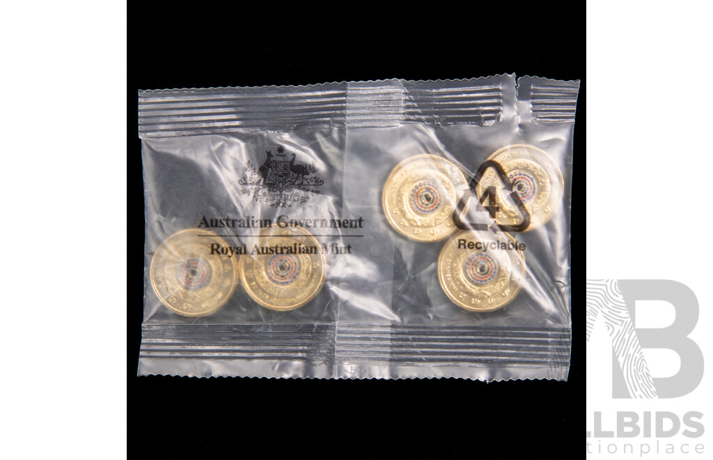 Five Australian RAM 2021 UNC Two Dollar Coins, Indigenous Military Service
