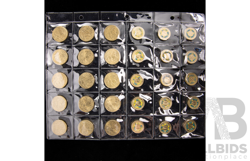 Fifteen Australian 2022 Two Dollar Coins, 'A' 'U' 'S' Fifteen 2019 One Dollar Coins