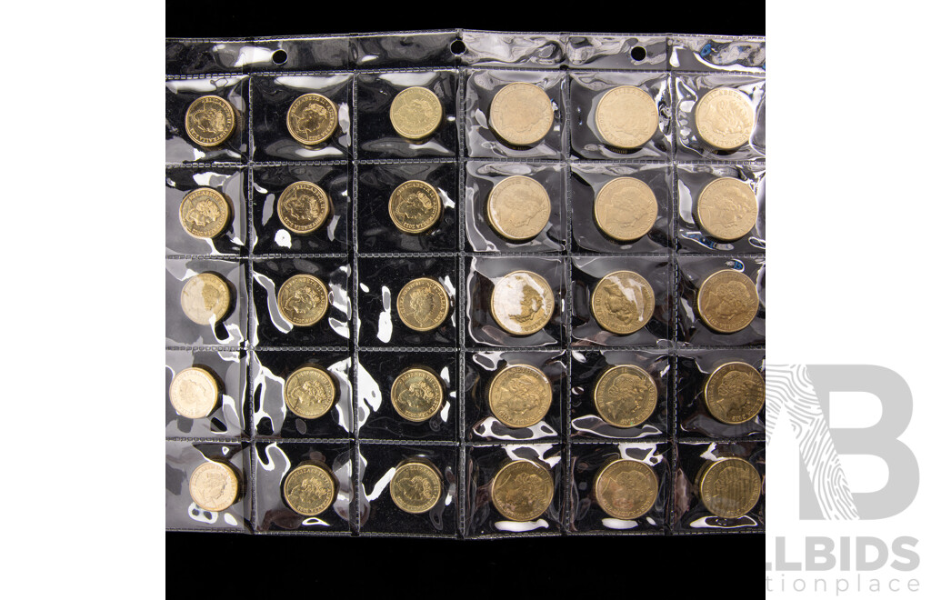 Fifteen Australian 2022 Two Dollar Coins, 'A' 'U' 'S' Fifteen 2019 One Dollar Coins