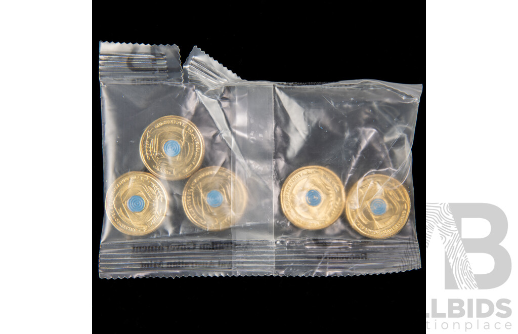 Five Australian RAM 2022 Commemorative Two Dollar Coins, 75th Anniversary of Peacekeeping