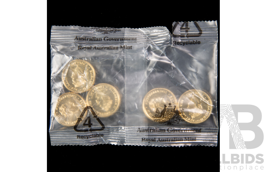 Five Australian RAM 2022 Commemorative Two Dollar Coins, 75th Anniversary of Peacekeeping
