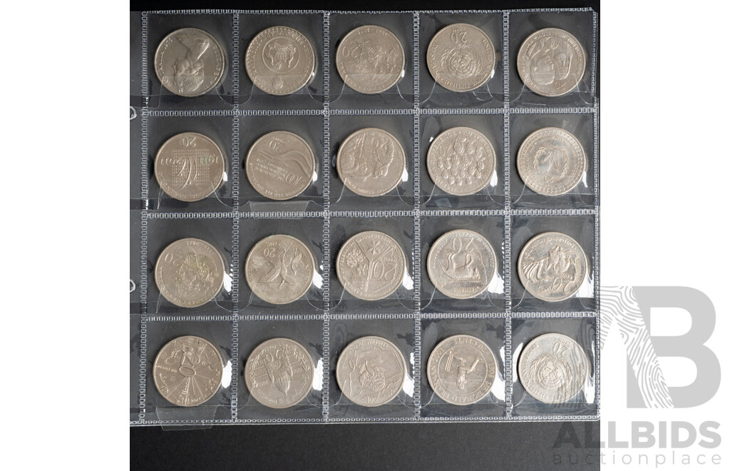 Twenty Australian Commemorative Twenty Cent Coins Including 2016 Fifty Years Decimal Currency, 2001 Federation 1995 United Nations and More