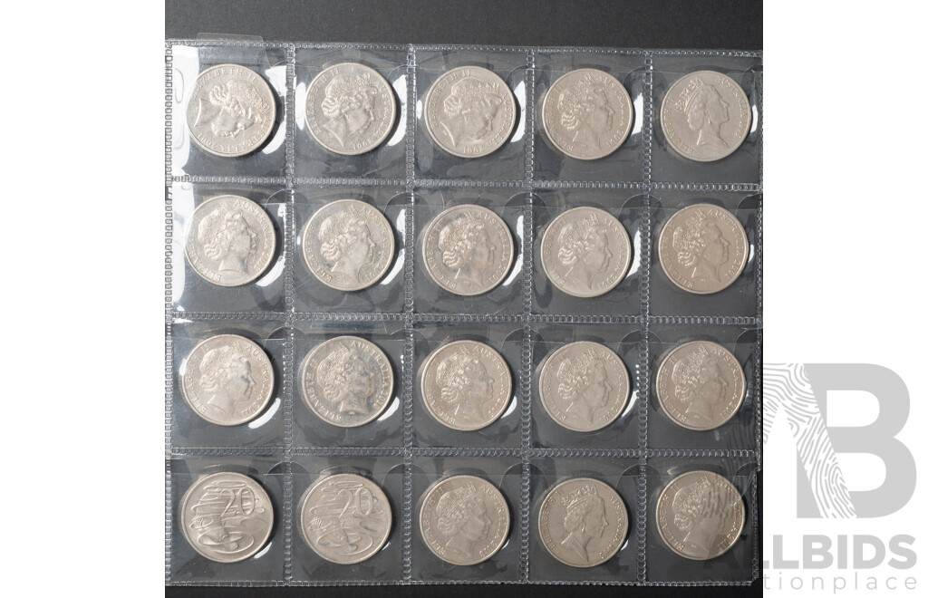 Twenty Australian Commemorative Twenty Cent Coins Including 2016 Fifty Years Decimal Currency, 2001 Federation 1995 United Nations and More