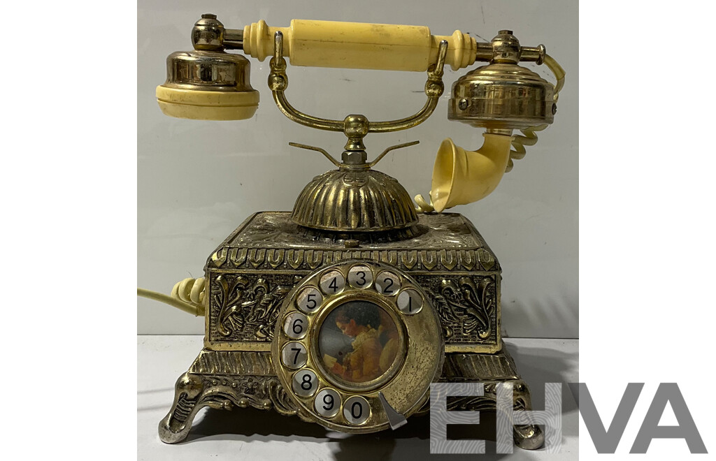 Vintage Brass Rotary Dial Telephone