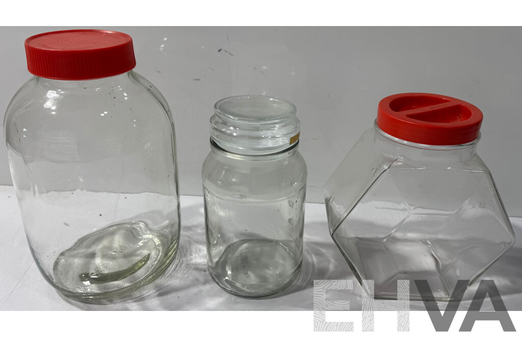 Three Decorative Glass Jars