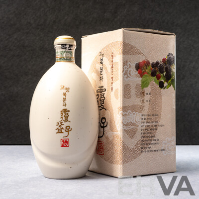 Korean Gochang Bokbunja Wine in Ceramic Flask and Presentation Box