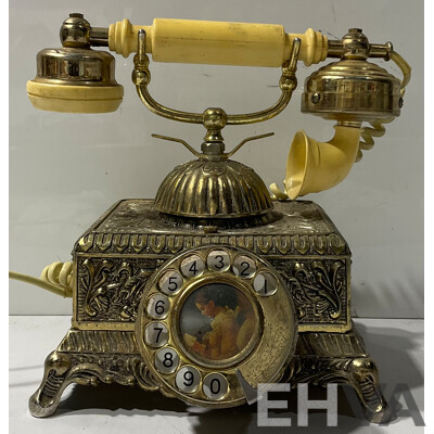 Vintage Brass Rotary Dial Telephone