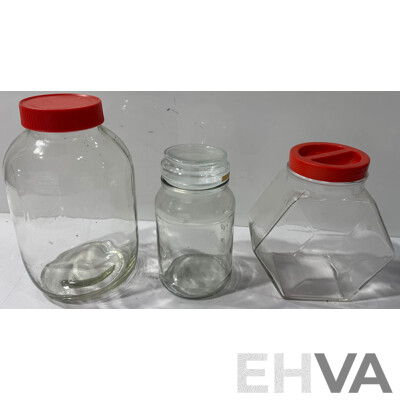 Three Decorative Glass Jars