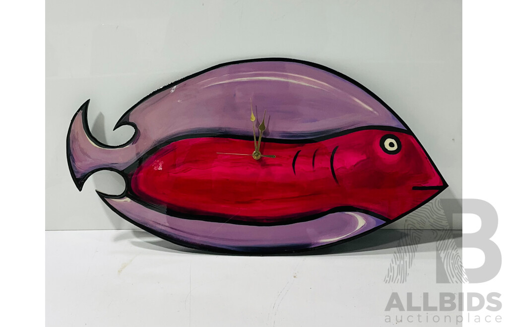 Painted Novelty Fish-form Wall Clock