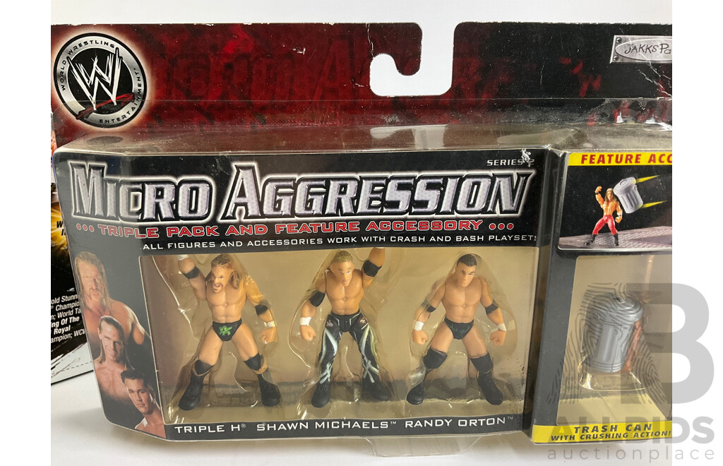 Hot Wheels Stone Cold Steve Austin Diecast Monster Truck with Three Jakks Pacific WWF Micro Aggression Triple Packs