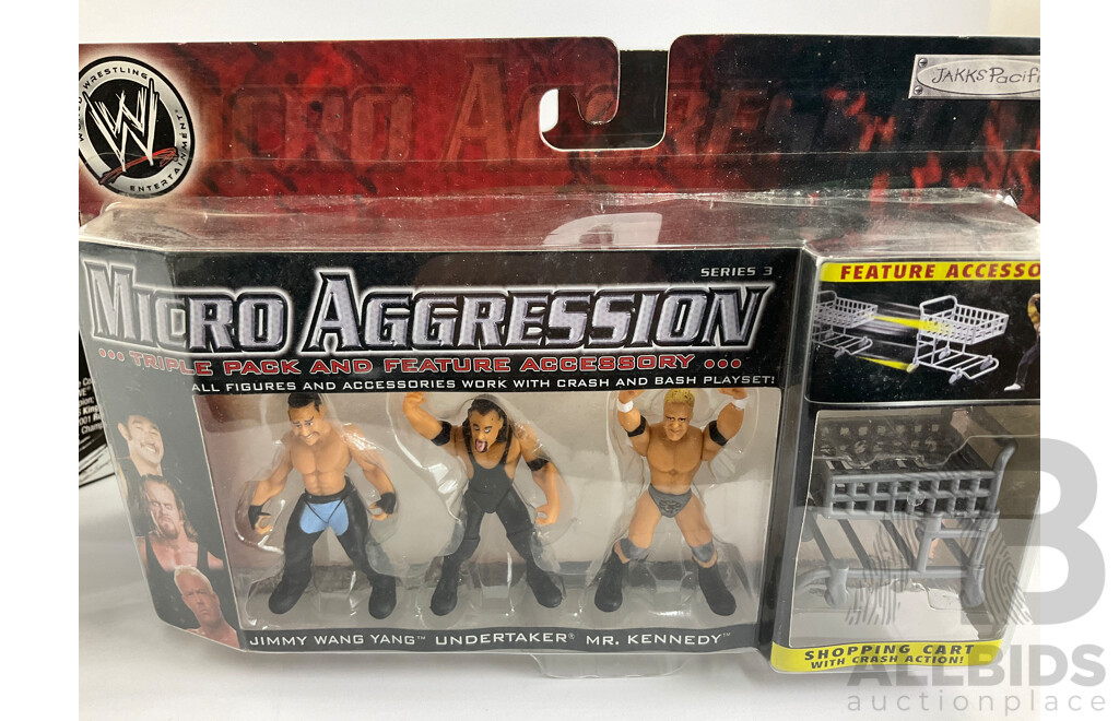 Hot Wheels Stone Cold Steve Austin Diecast Monster Truck with Three Jakks Pacific WWF Micro Aggression Triple Packs