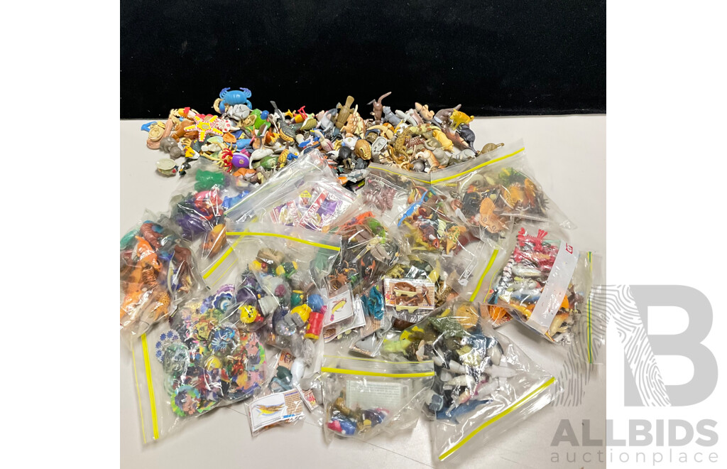 Large Assortment of Yowie and Similar Figurines with Beyblade Tazo Tops - Approximately Two Kilograms