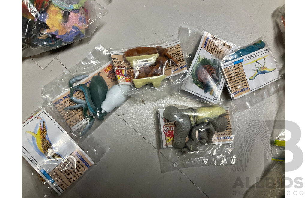 Large Assortment of Yowie and Similar Figurines with Beyblade Tazo Tops - Approximately Two Kilograms
