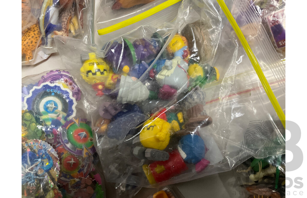 Large Assortment of Yowie and Similar Figurines with Beyblade Tazo Tops - Approximately Two Kilograms