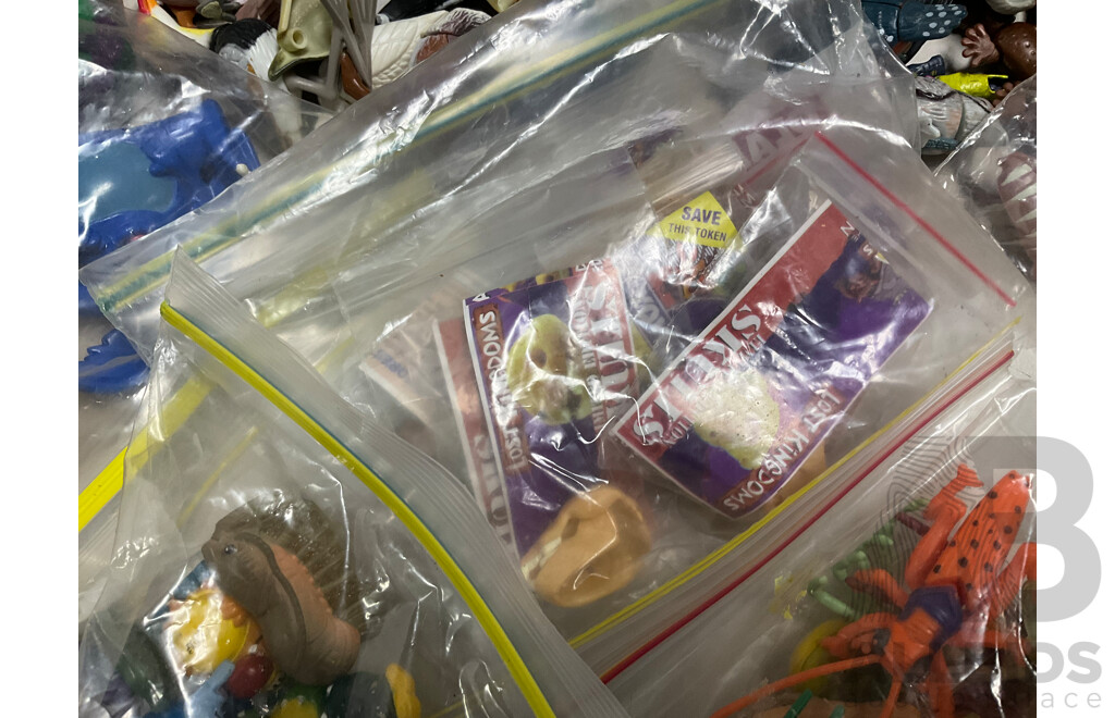Large Assortment of Yowie and Similar Figurines with Beyblade Tazo Tops - Approximately Two Kilograms