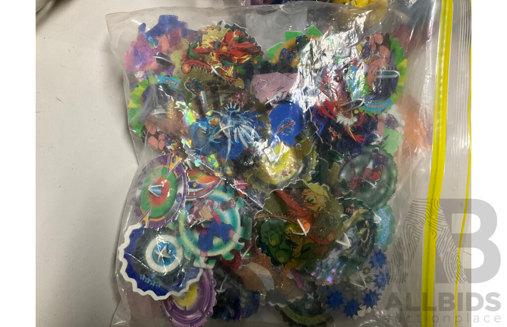 Large Assortment of Yowie and Similar Figurines with Beyblade Tazo Tops - Approximately Two Kilograms
