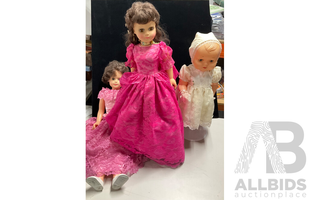 Three Large Vintage Dolls Including Kader
