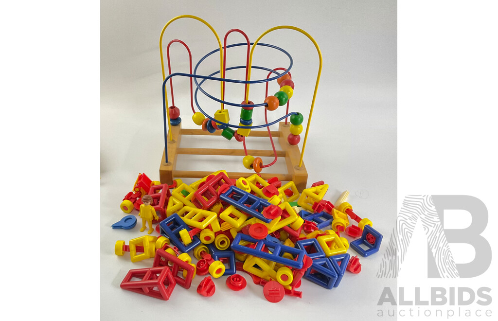 Assortment of Vintage Mobilo and Wood Bead Wire Maze