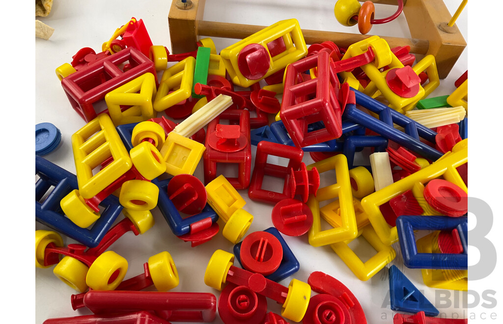 Assortment of Vintage Mobilo and Wood Bead Wire Maze