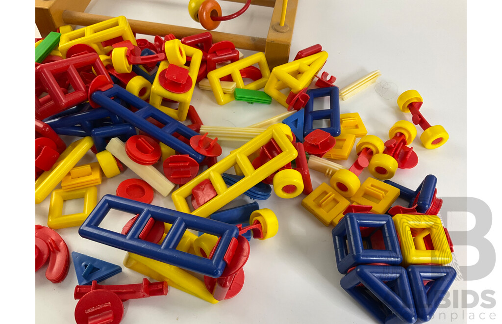Assortment of Vintage Mobilo and Wood Bead Wire Maze