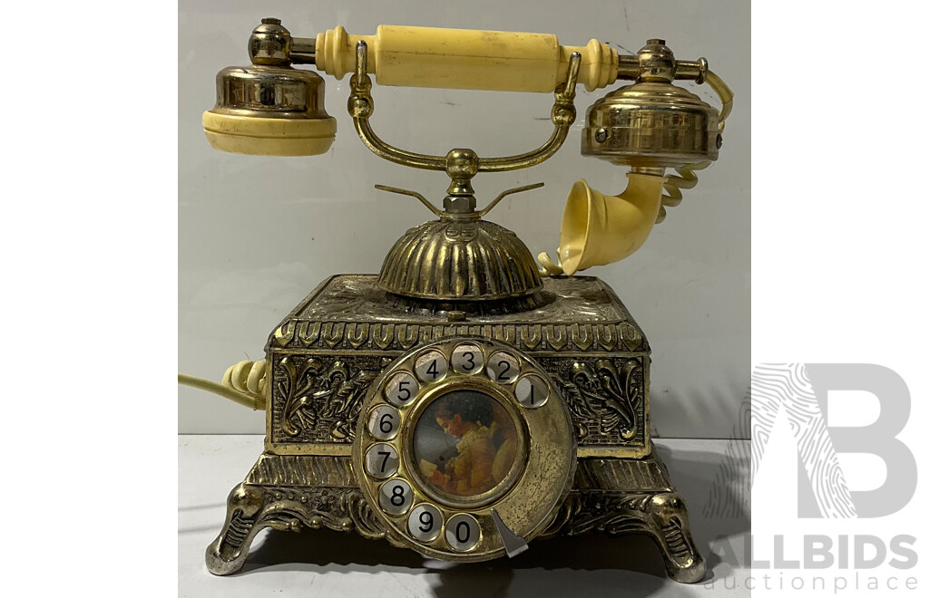 Vintage Brass Rotary Dial Telephone