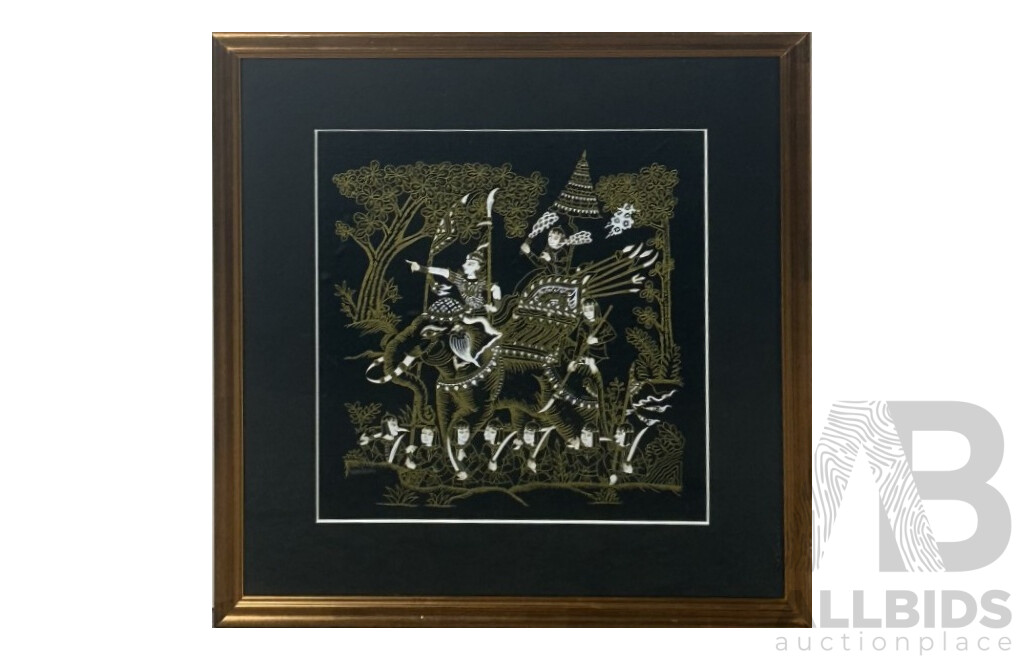 Artists Unknown, (20th Century, Thai School), Trio of Wonderful Colour Screenprints on Silk Panels, 45 x 43 cm (frames largest), (3)
