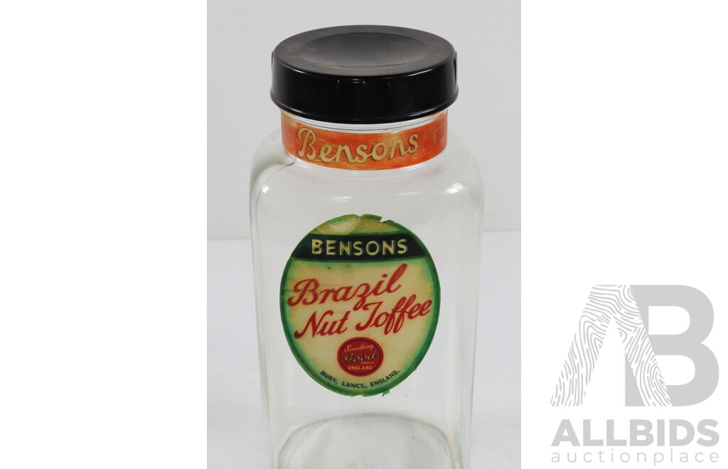 Pair of Vintage Bensons Lollie Jars with Bakelite Lids