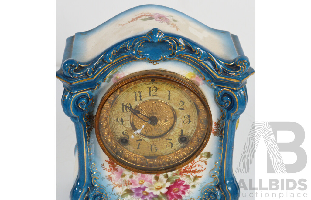 Ansonia Royal Bon Porcelain Mantle Clock 