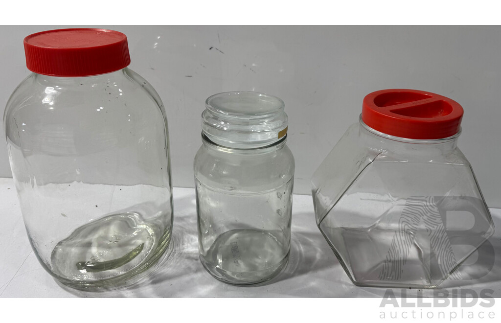 Three Decorative Glass Jars