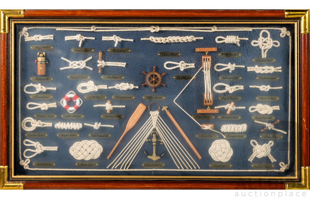 Traditional Sailing Knots in Shadow Box, 43 x 73 cm (frame)