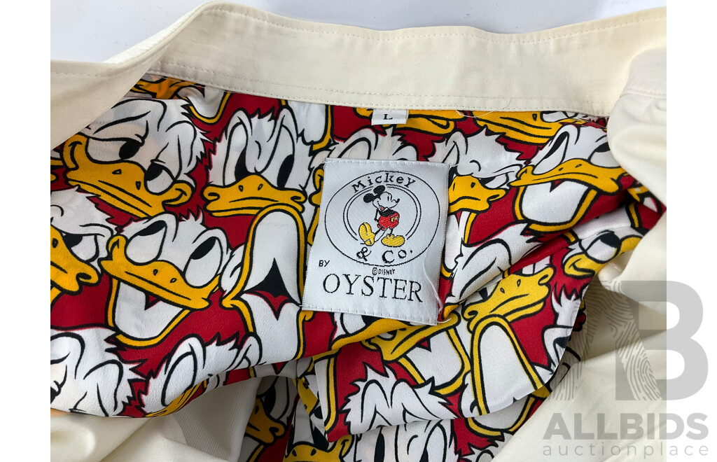 Collection of Vintage Donald Duck and Simpsons Merchandise Including Plush Figures, Cups, Pens, Money Boxes, Dress Shirt, Ties and More