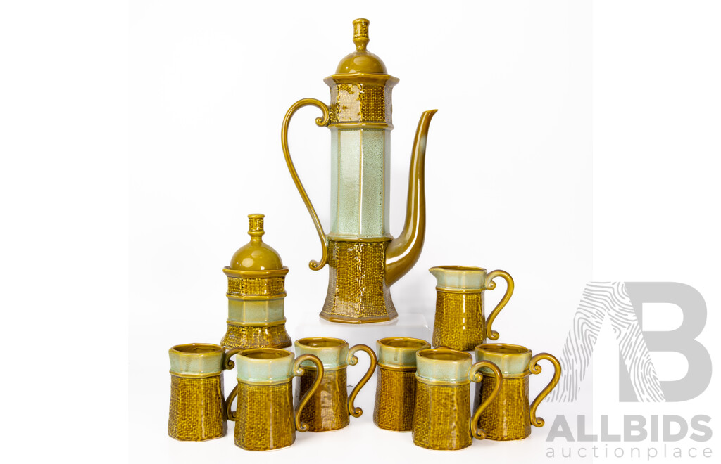 Retro Japanese Nine Piece Coffee Service by Hakone Ceramics