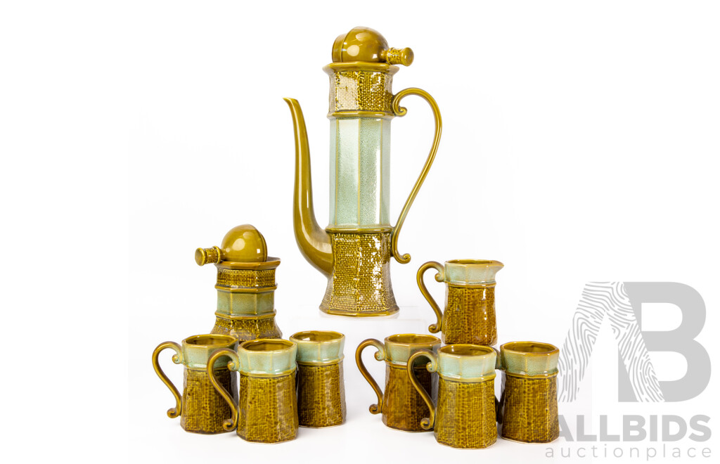 Retro Japanese Nine Piece Coffee Service by Hakone Ceramics