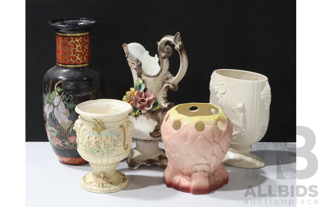 Collection Decorative Ceramic Vases Including White Beswick Example, Japanese Paradiso Example and More