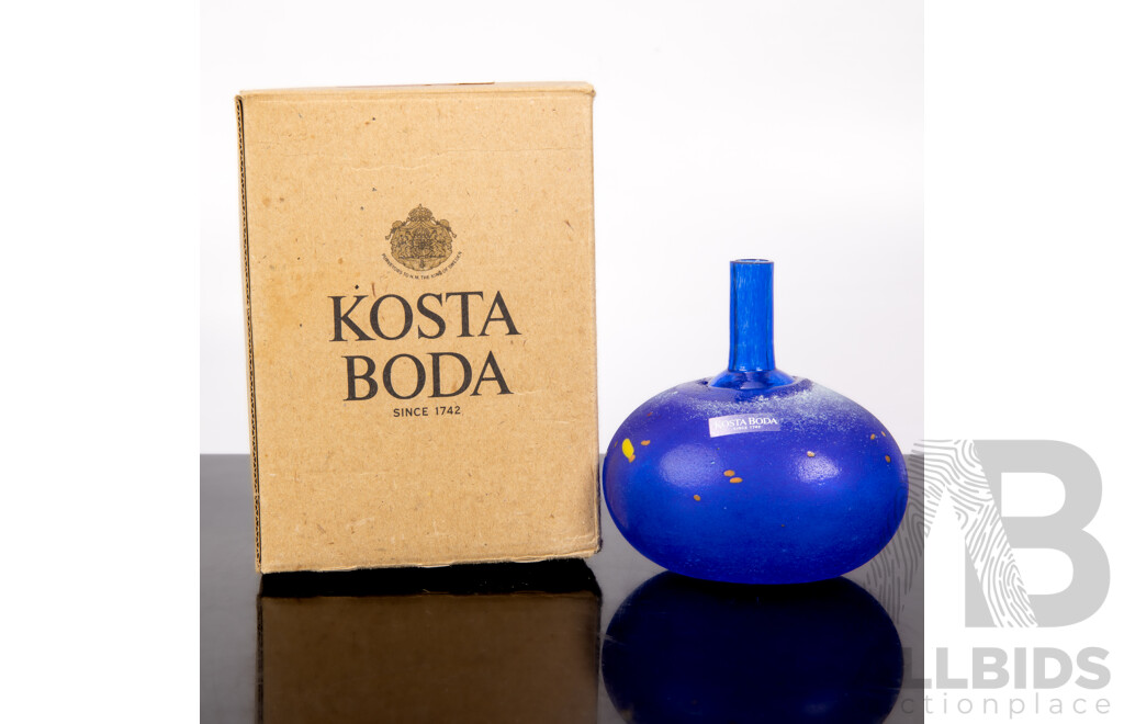 Mid Century Kosta Boda Art Glass Vase by Bertil Vallien in Original Box